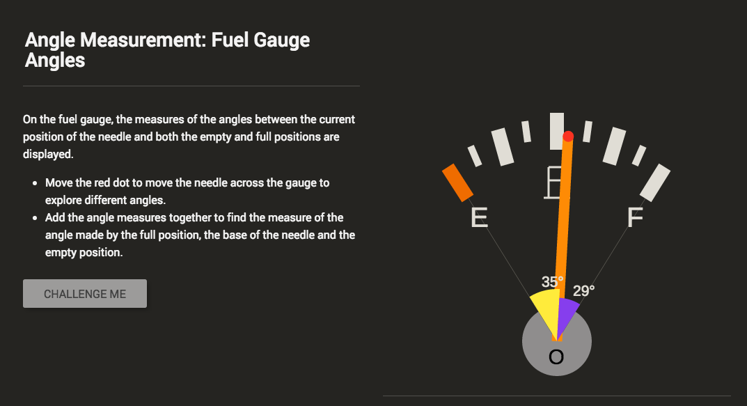Angle Measurement Fuel Gauge Angles Interactive for 9th 12th Grade