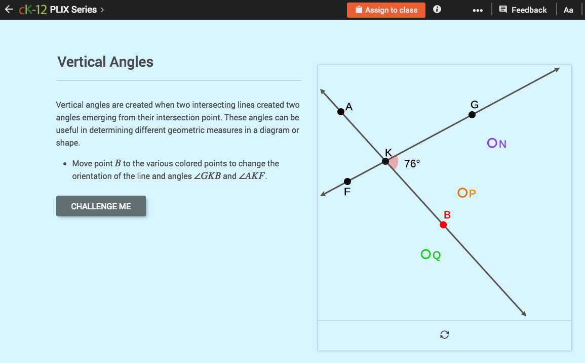Vertical Angles Interactive for 7th 10th Grade Lesson