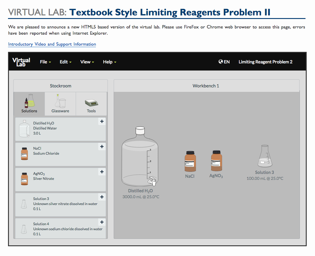 Virtual Lab: Textbook Style Limiting Reagents Problem II Interactive ...