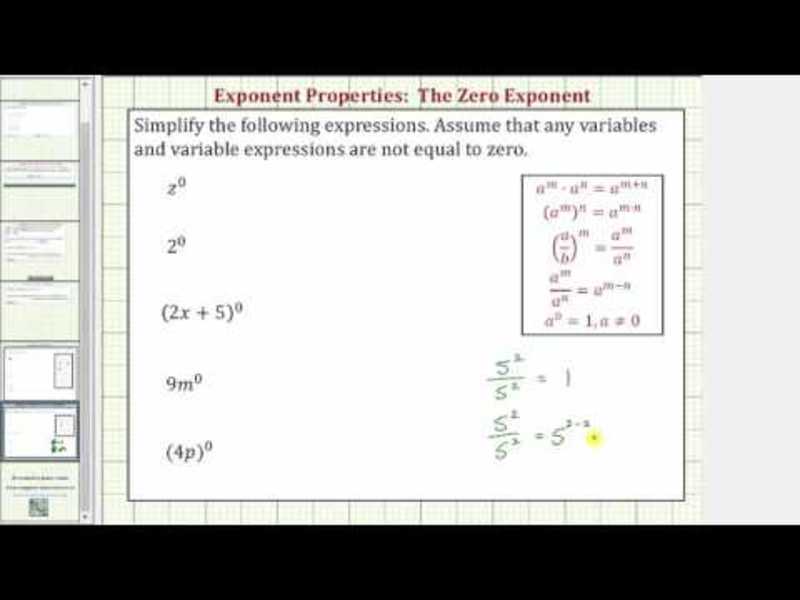 Zero Exponent Property (Example) Instructional Video for 8th - 10th ...