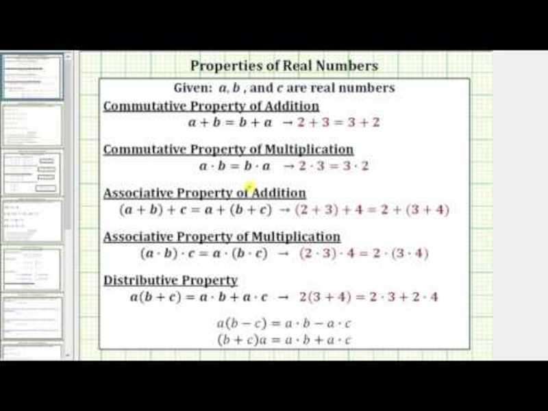 Identify Addition Properties Of Real Numbers Instructional Video For 