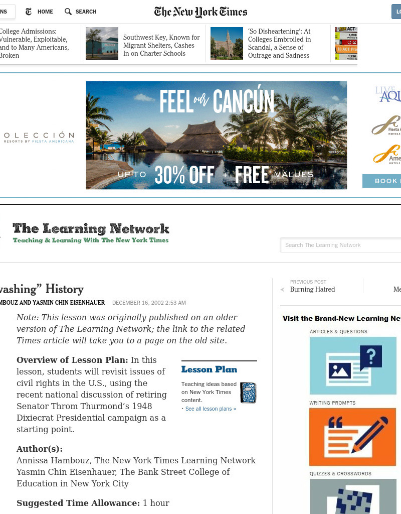 Whitewashing History Lesson Plan for 6th 12th Grade Lesson