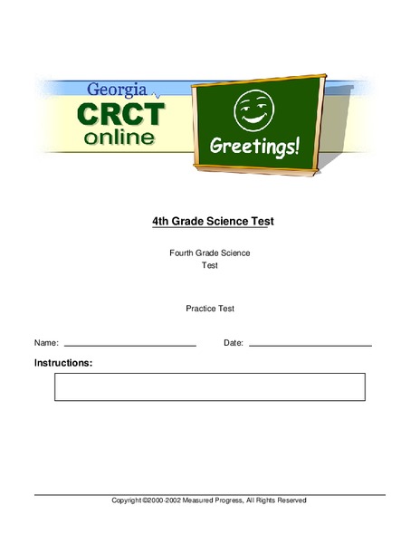 Grade 4 Science Test Worksheet for 4th Grade | Lesson Planet