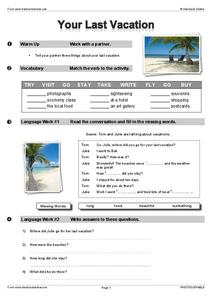 Your Last Vacation Worksheet