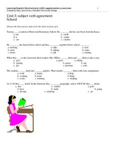 Subject Verb Agreement: School - ELL Worksheet