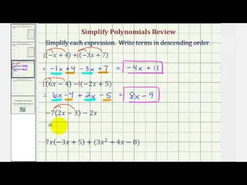 Simplify Polynomial Expressions - Add/Subtract/Multiply (Example ...