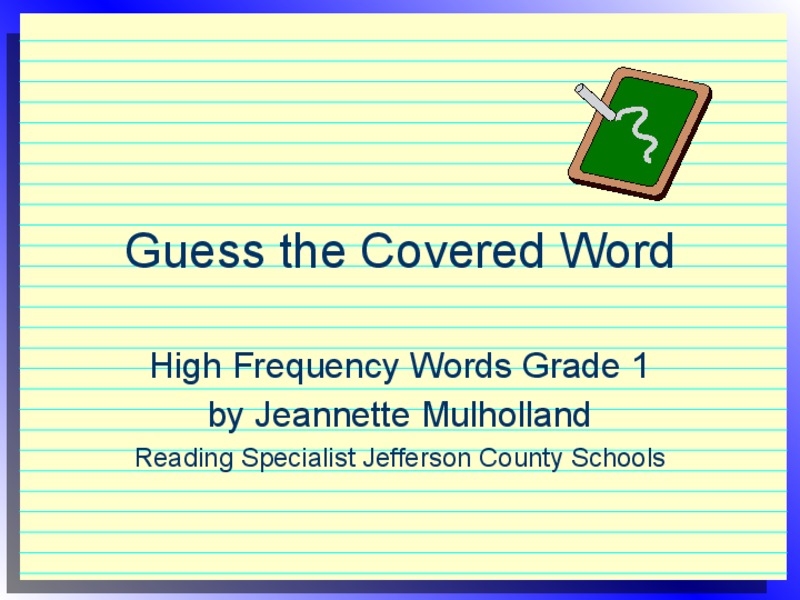 Guess the Covered Word PPT for 1st Grade Lesson
