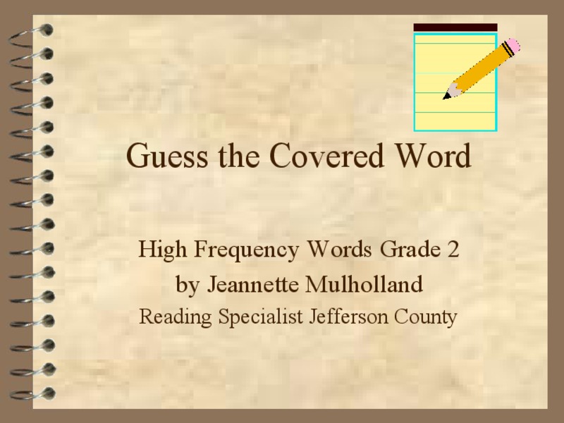 Guess the Covered Word PPT for 2nd Grade Lesson