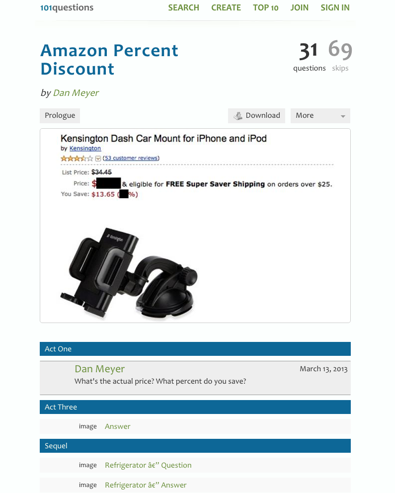 Amazon Percent Discount Activity for 6th 8th Grade Lesson