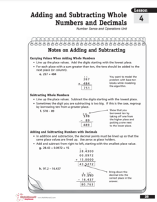 Adding and Subtracting Decimals Worksheet
