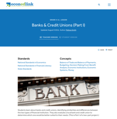 Banks and Credit Unions (Part 1) Lesson Plan