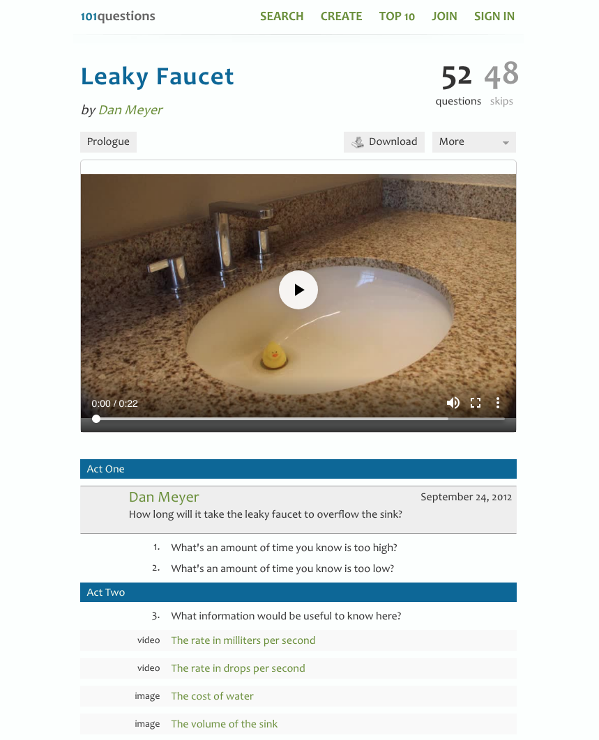 Leaky Faucet Activity for 6th 8th Grade Lesson