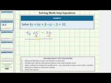 Solving an Equation that Requires Combining Like Terms Instructional Video