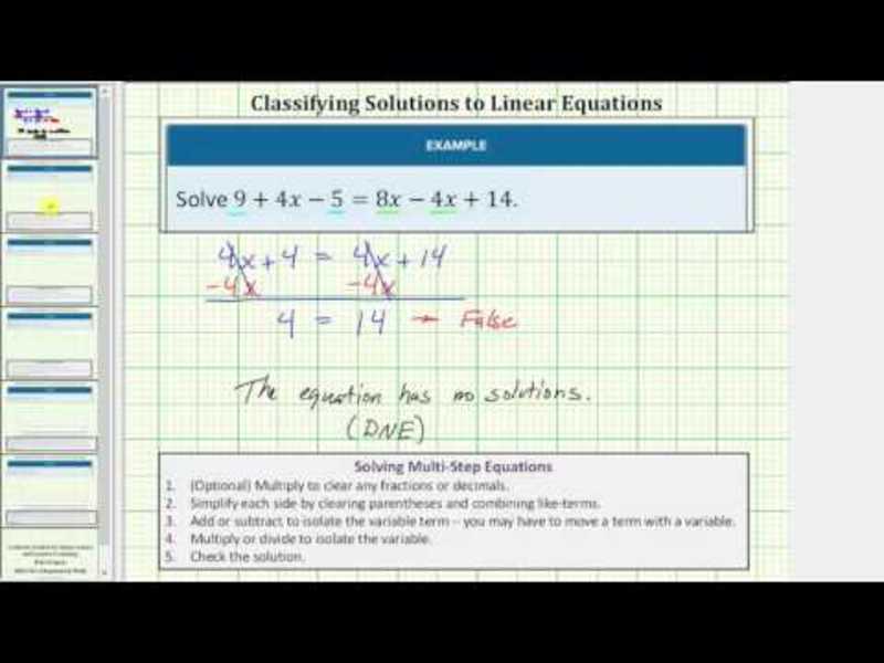 Linear Equations with No Solutions or Infinite Solutions Instructional