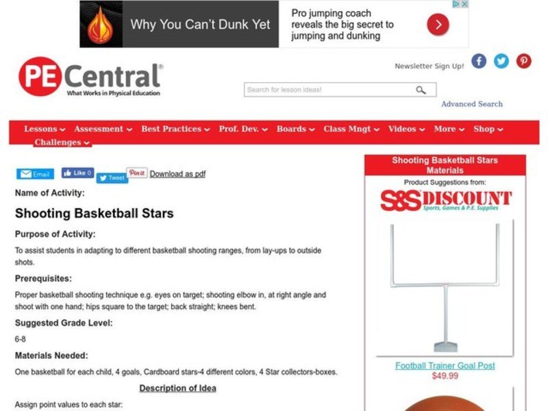 Shooting Basketball Stars Lesson Plan for 6th - 8th Grade | Lesson Planet