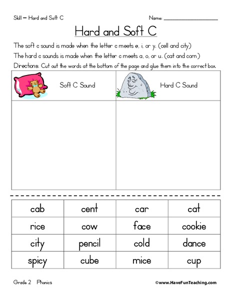 hard and soft c worksheet for 1st 2nd grade lesson planet