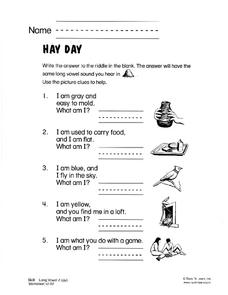 Hay Day Worksheet for 1st - 2nd Grade | Lesson Planet