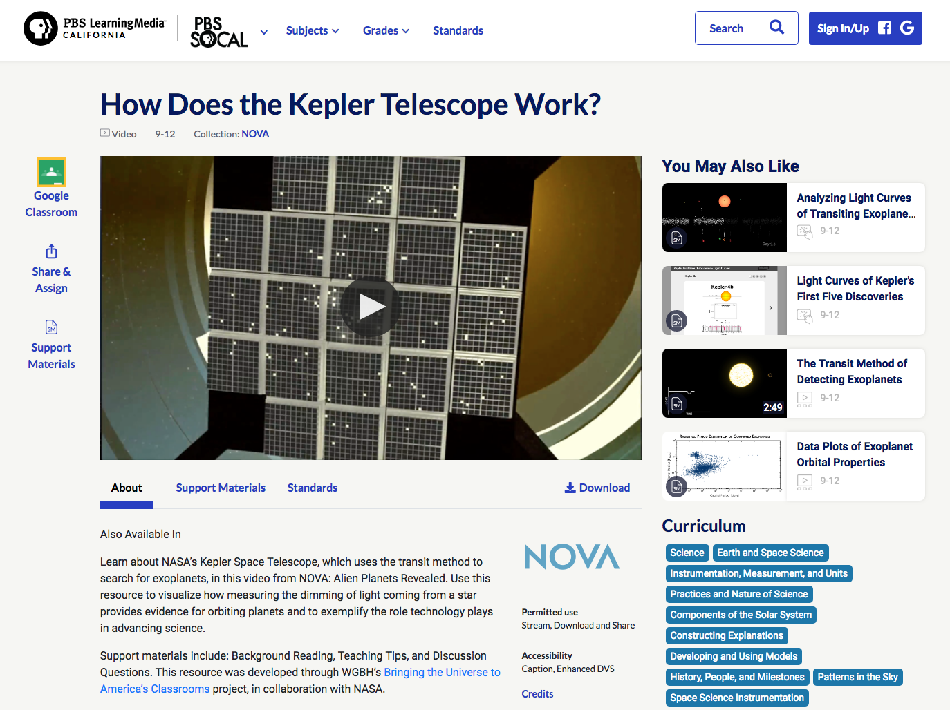 How Does the Kepler Telescope Work? Instructional Video for 9th 12th Grade Lesson