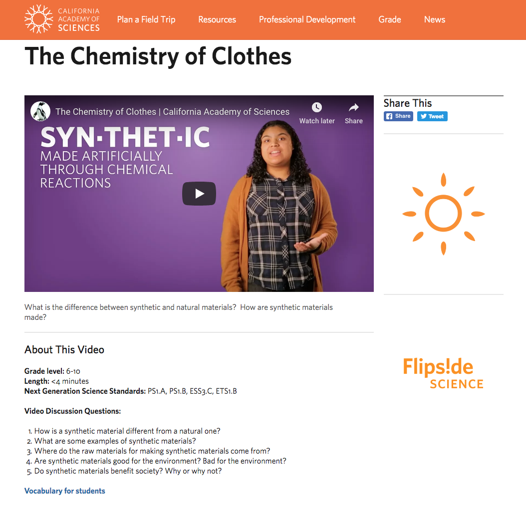 The Chemistry of Clothes Instructional Video for 6th 10th Grade