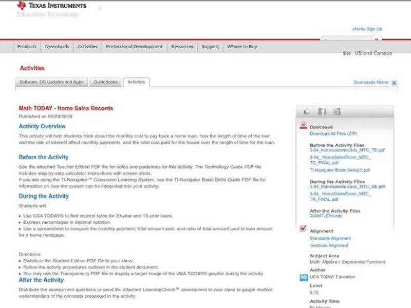 Home Sales Records Lesson Plan for 9th 12th Grade Lesson