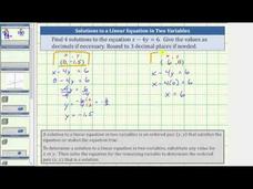 Determine Solutions to a Linear Equation in Two Variables Instructional Video