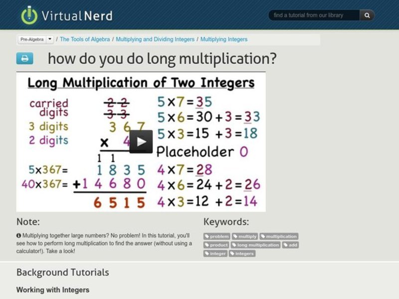 How Do You Do Long Multiplication? Instructional Video for 5th 7th