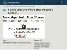 How Do You Solve a Word Problem Using a Function? Instructional Video