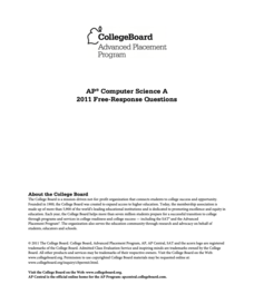 2011 AP® Computer Science A Free-Response Questions AP Test Prep