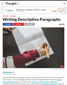 Writing - Combining Ideas to Write Descriptive Paragraphs Lesson Plan