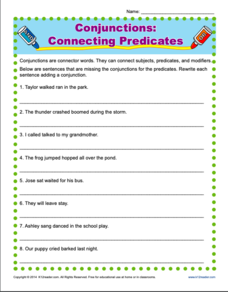 Conjunctions: Connecting Predicates Worksheet