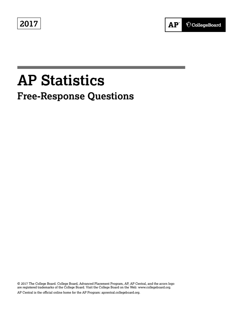 2017 AP® Statistics FreeResponse Questions AP Test Prep for 10th 12th Grade Lesson