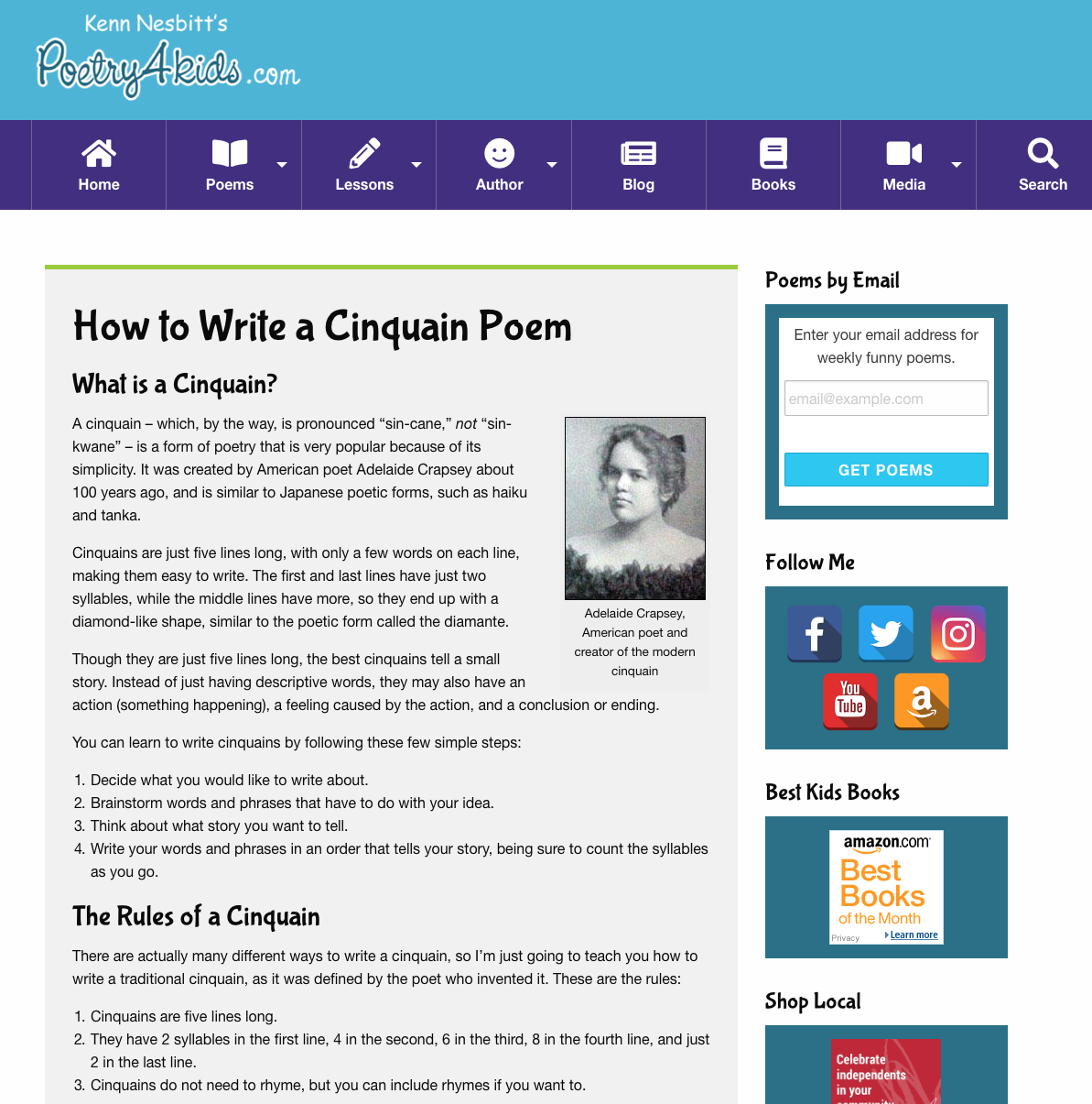 How to Write a Cinquain Poem Activity for 3rd 8th Grade Lesson