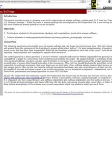 Woman Suffrage Lesson Plan