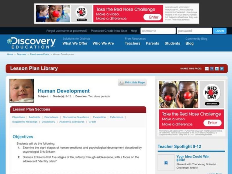 Human Development Lesson Plan for 9th - 12th Grade | Lesson Planet