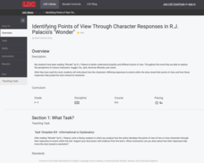 Identifying Points of View through Character Responses in R.J. Palacio's "Wonder" Lesson Plan