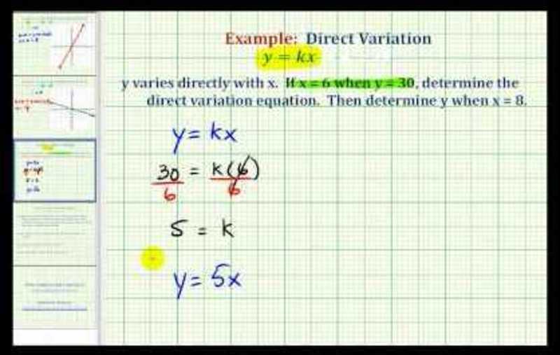 Direct Variation Equation (Example) Instructional Video for 8th - 11th ...