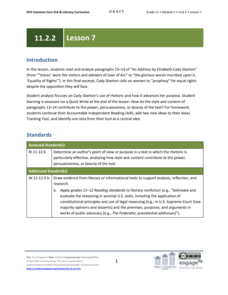 Grade 11 ELA Module 2: Unit 2, Lesson 7 Lesson Plan for 11th Grade ...