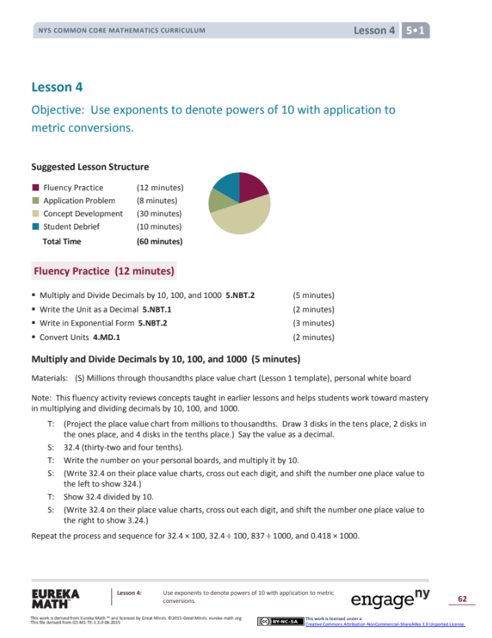 Grade 5 Math Module 1, Topic A, Lesson 4 Lesson Plan for 5th Grade ...