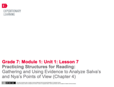 Practicing Structures for Reading: Gathering and Using Evidence to Analyze Salva’s and Nya’s Points of View (Chapter 4) Lesson Plan
