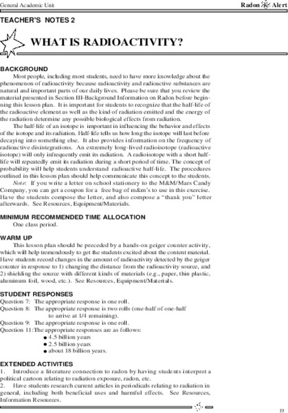 What Is Radioactivity? Lesson Plan for 10th - 12th Grade | Lesson Planet
