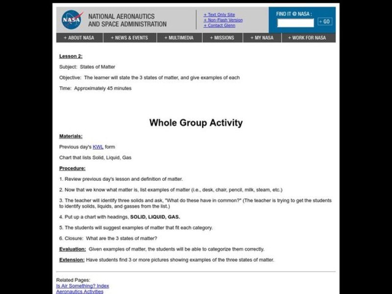 States of Matter Solid, Liquid, Gas Lesson Plan for 7th 12th Grade
