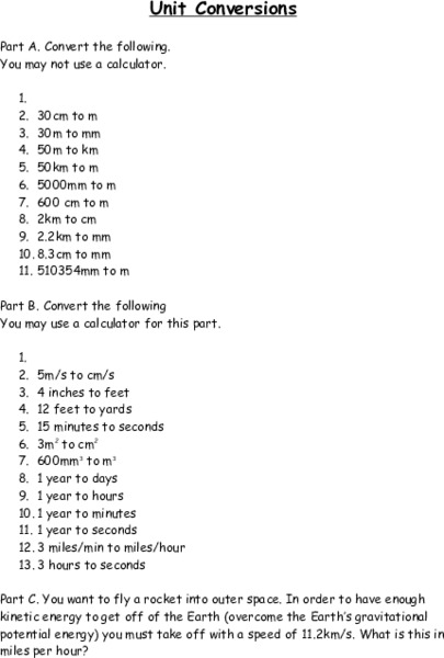 Unit Conversions Lesson Plan for 5th - 8th Grade | Lesson Planet