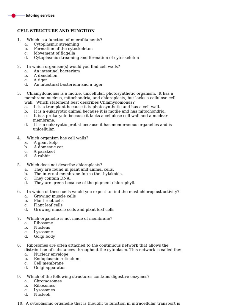 Cell structure and function lesson plan for 9th 10th grade lesson