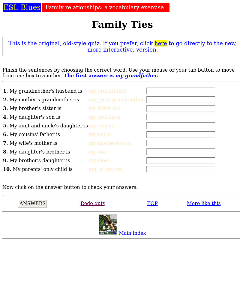 Family Ties Interactive for 2nd 3rd Grade Lesson