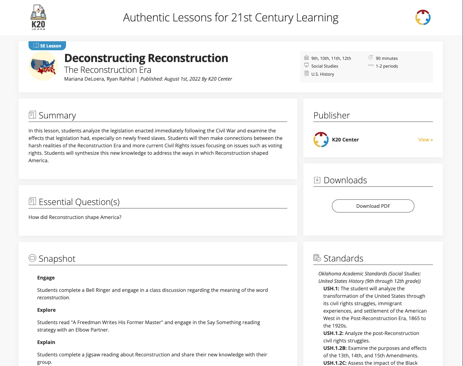 Deconstructing Reconstruction: The Reconstruction Era Lesson Plan for 