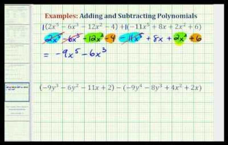 Adding and Subtracting Polynomials (Example) Instructional Video for ...