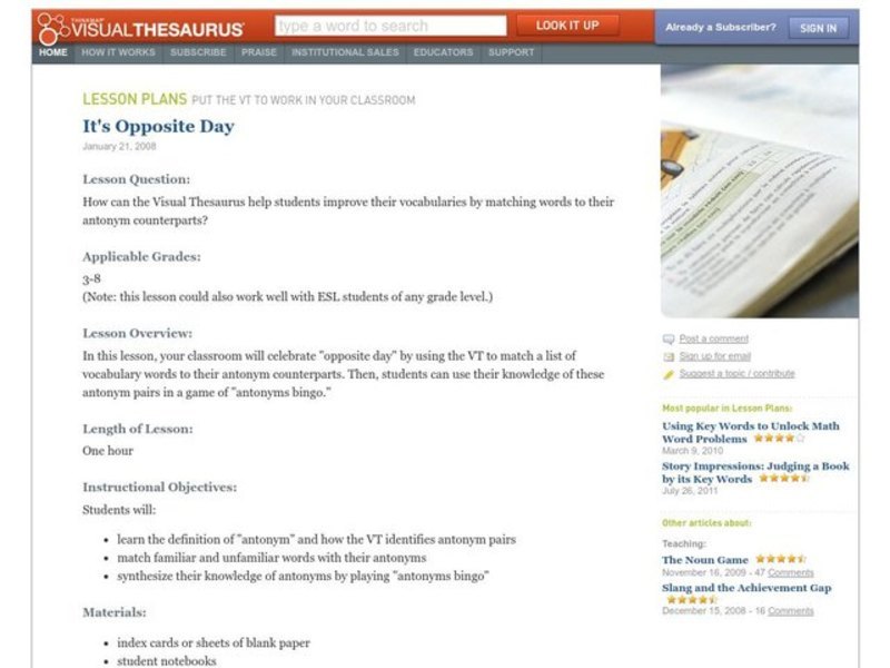 Antithesis lesson plan picture