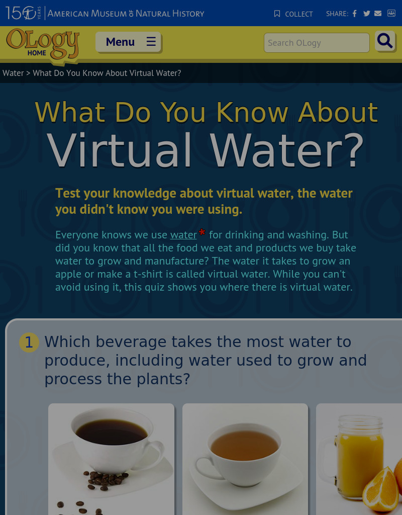 What Do You Know About Virtual Water? Interactive for 6th 12th Grade