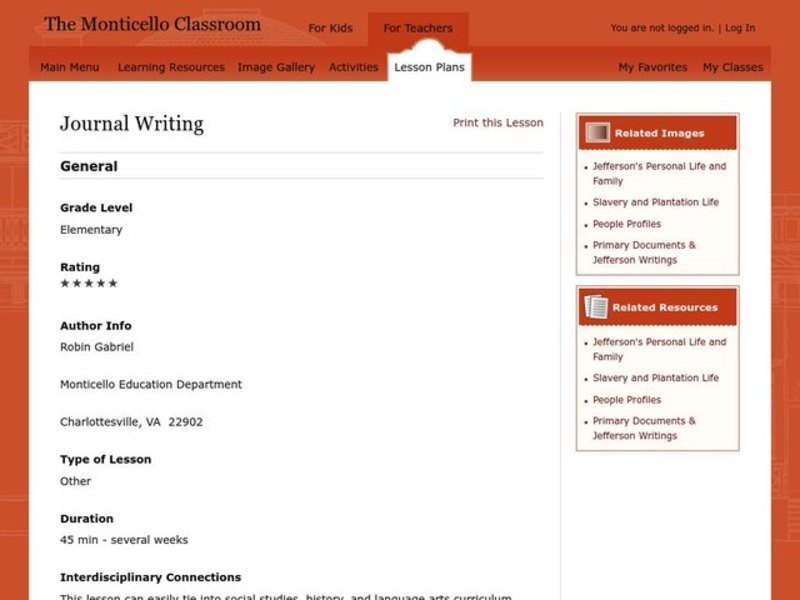 Journal Writing Lesson Plan For 1st 5th Grade Lesson Planet