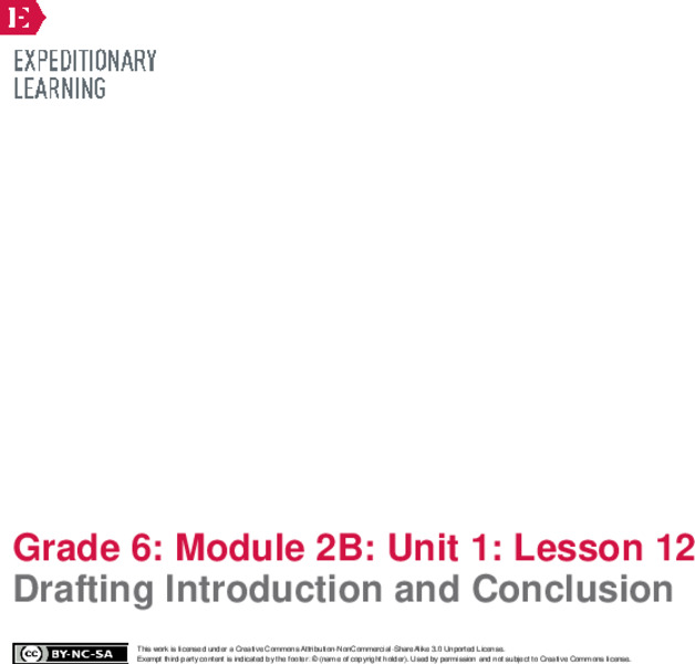 Drafting Introduction and Conclusion Lesson Plan for 6th Grade | Lesson ...